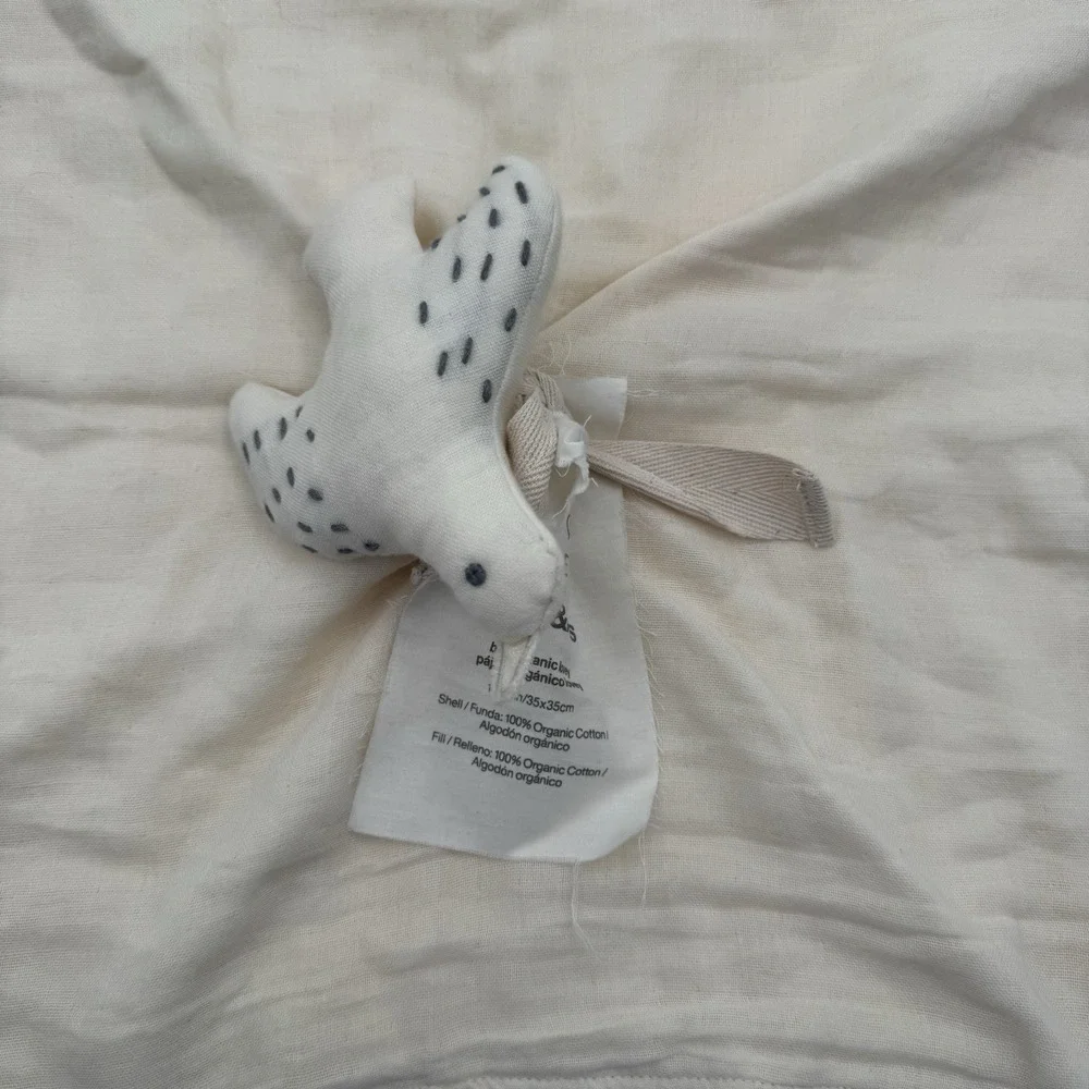 Leanne Ford Design Bird Organic Cotton Lovey Security Blanket Cream Crate Barrel